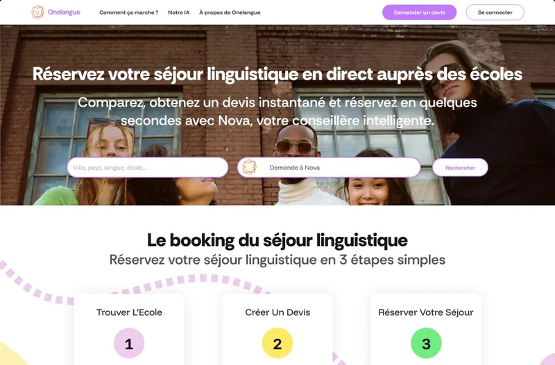 Webdesign de la plateforme de réservation OneLangue, EdTech